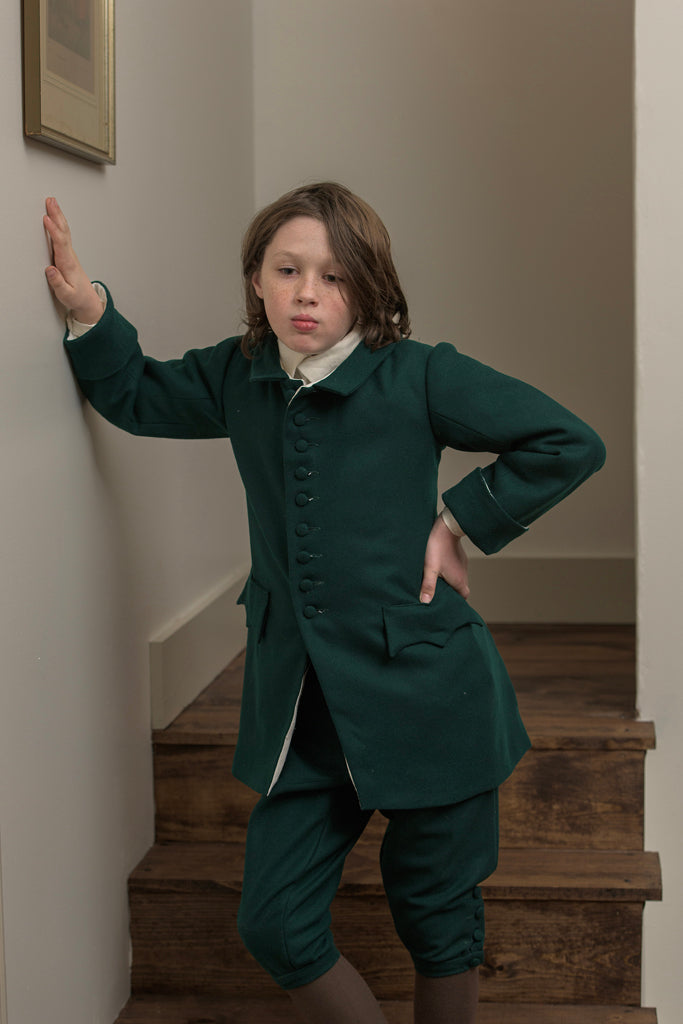 Boys Wool Frock Coat Green Samson Historical