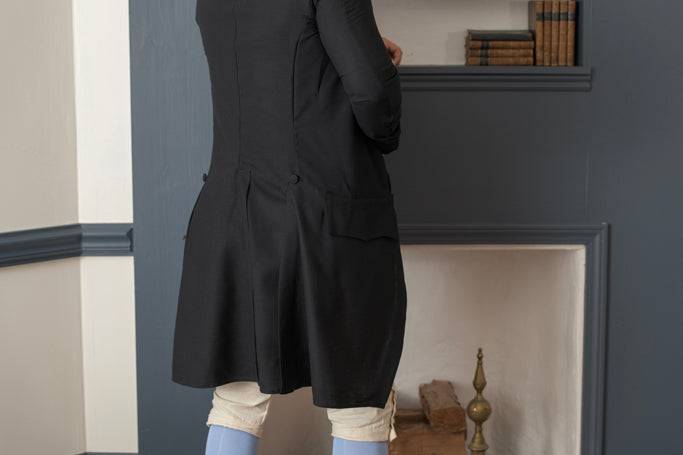 1770's Linen Frock Coat - Falling Collar | Black